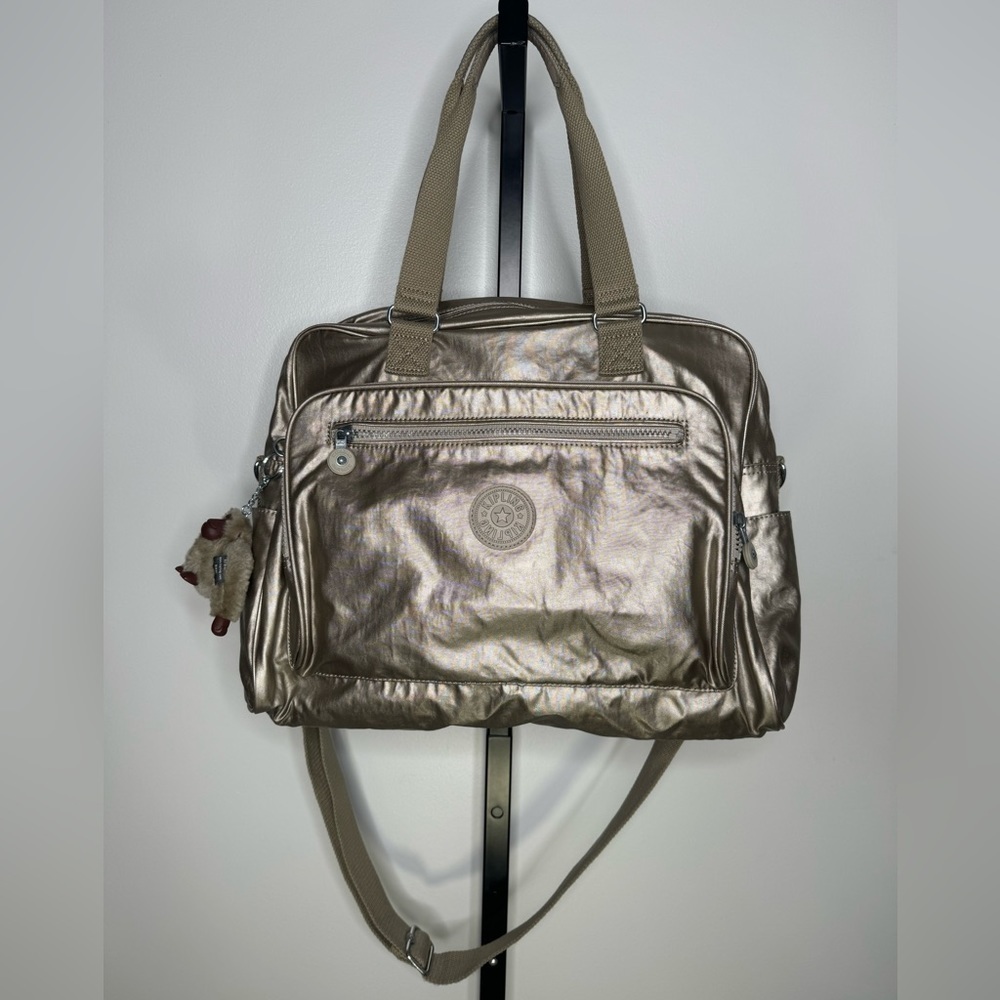 Kipling Alanna Champagne Metallic Tote Bag - Picture 1 of 5